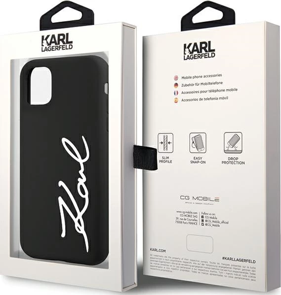 Mbështjellës Karl Lagerfeld KLHCN61SKSVGK për iPhone 11/XR 6.1", silikon, e zezë