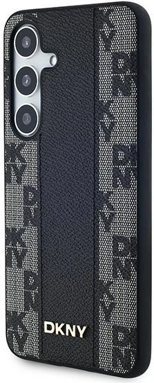 Mbështjellës DKNY Leather Checkered Mono Pattern MagSafe për Samsung Galaxy S24+, i zi