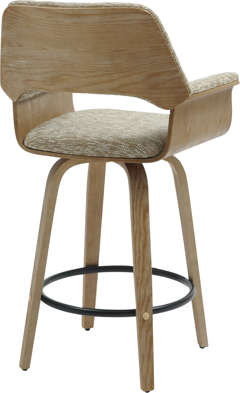 Karrige për bar mesatare CLIPP FH9987.01, dru i bardhë, pëlhurë bezhë, 57,5x53x98H cm, set prej 2 copë