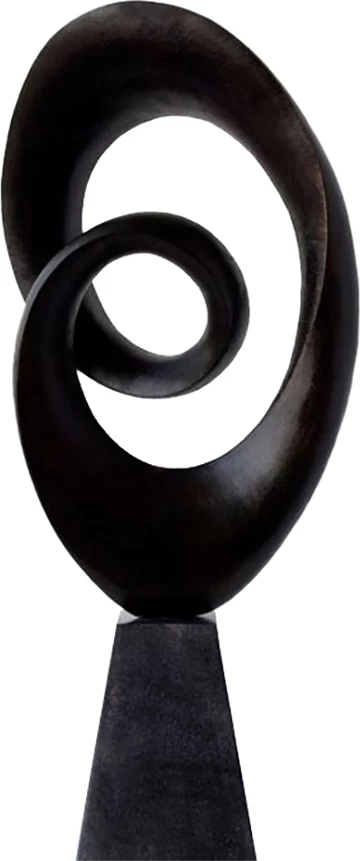 Dekor abstrakt për tavolinë, ngjyrë e zezë mat, polirezine, 20x11x40 cm