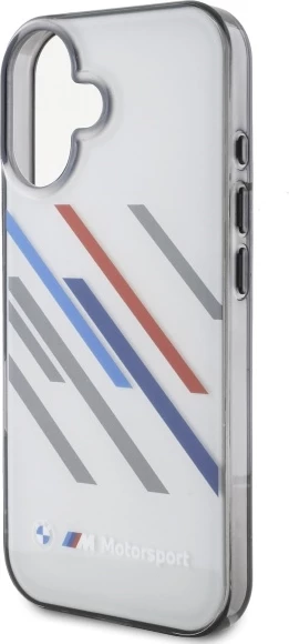 Mbështjellës BMW Motorsport IML Random Stripes për iPhone 16, Gri