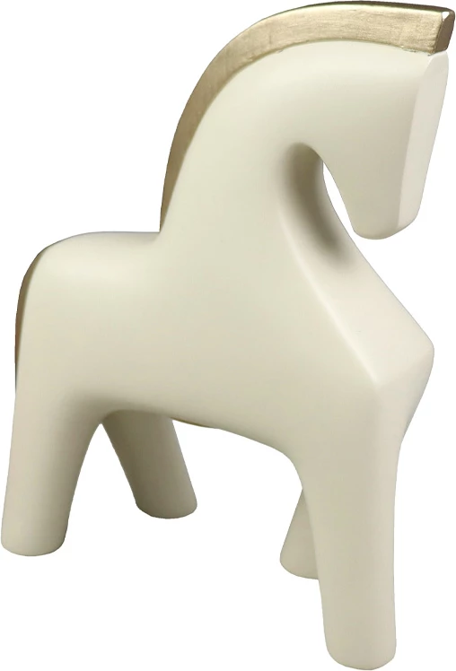 Dekor kali Jasper, polirezine, ngjyrë fildishi me të artë, 16x7x20cm