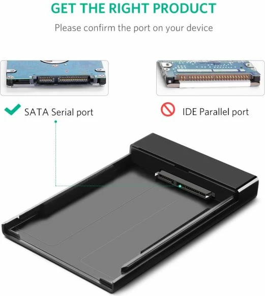 Kasë eksternale për HDD/SSD 2.5\" UGREEN 30848, USB 3.0 në SATA, UASP, e zezë, me kabllo micro USB 3.0 30 cm