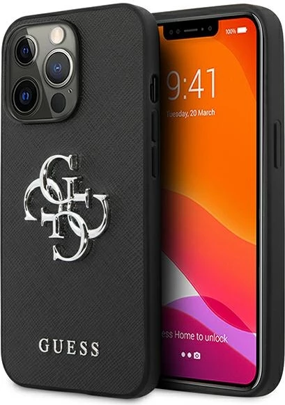 Mbështjellës Guess Saffiano 4G Big Metal Logo për iPhone 13 Pro / 13 6.1", i zi