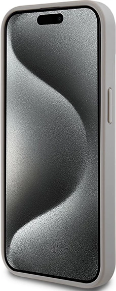 Mbështjellës DKNY Mono Stripe & Metal Logo për iPhone 15 Plus / 14 Plus, Bezhe