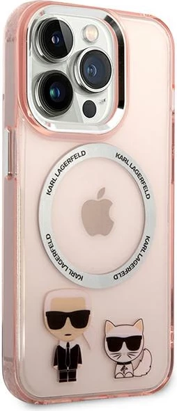 Mbështjellës Karl Lagerfeld KLHMP14XHKCP për iPhone 14 Pro Max 6.7", hardcase, MagSafe, rozë