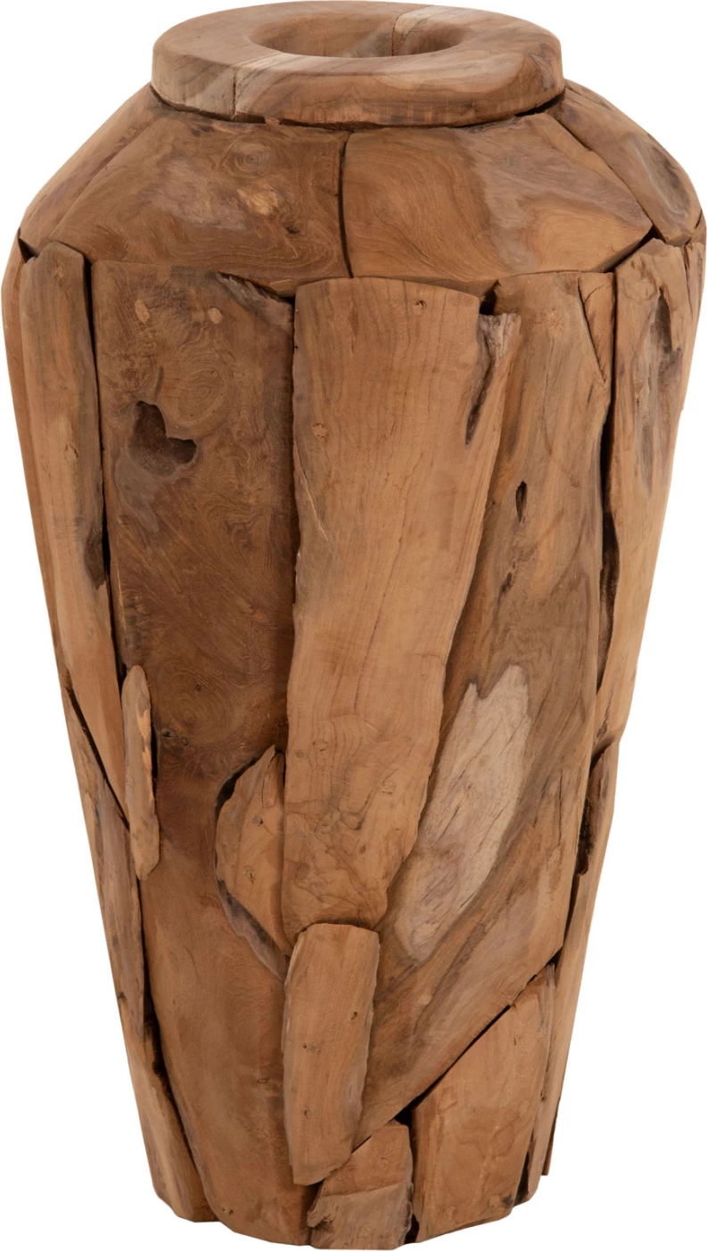 Vazo dekorative ZENIA FH7919 copa të ricikluara druri tik ngjyrë natyrale Φ30x60Hcm
