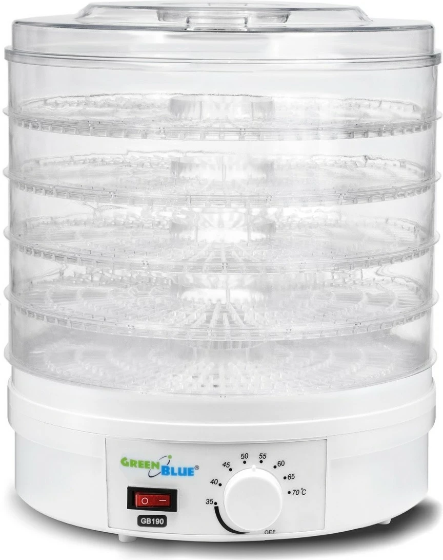 Tharëse kërpudhash, perimesh dhe frutash GreenBlue GB190, 5 tabaka, 250W, Bardhë