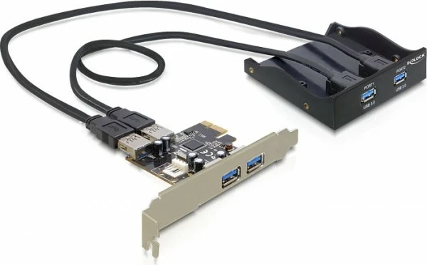 Kasë Delock PCI Express, 4 USB 3.2 Gen 1 porta, 0.6m, e zezë