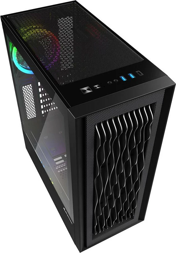 Kasë Sharkoon RGB Wave, ATX/micro ATX/Mini-ITX, 3x120mm RGB fan, xham i temperuar, e zezë