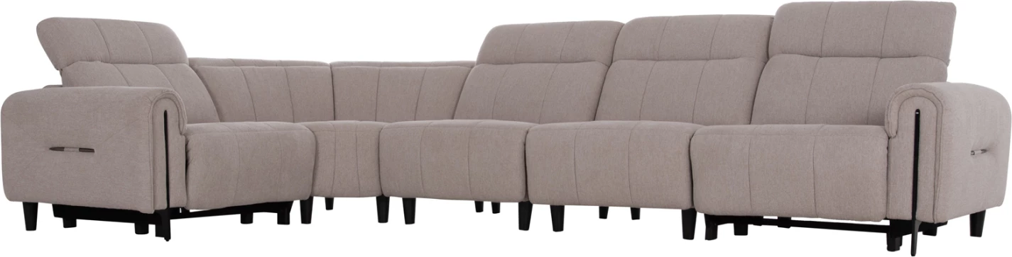 Këndore e madhe me 5 pjesë, 2 ulëse me recliner elektrik, ngjyrë bezhë, ORACLE FH3290.02, 293x293x98cm