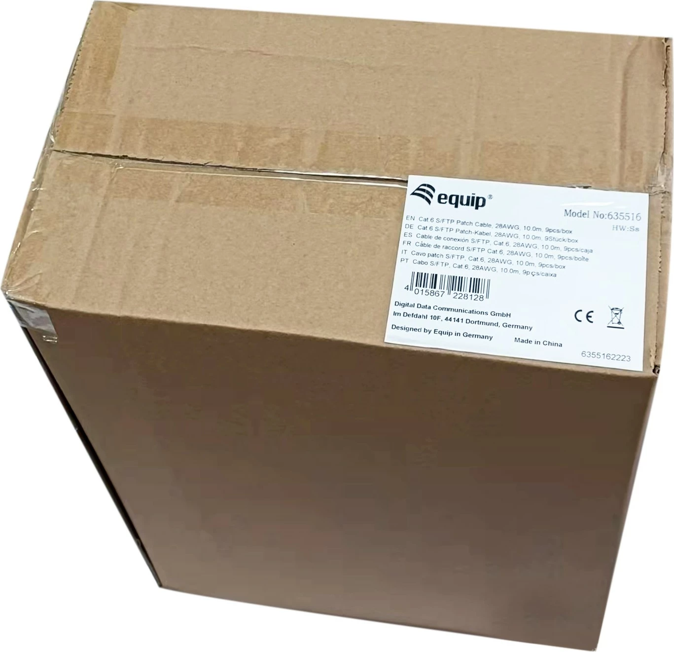 Kabllo rrjeti Cat6 Equip 10m S/FTP, set 9 copë, e bardhë