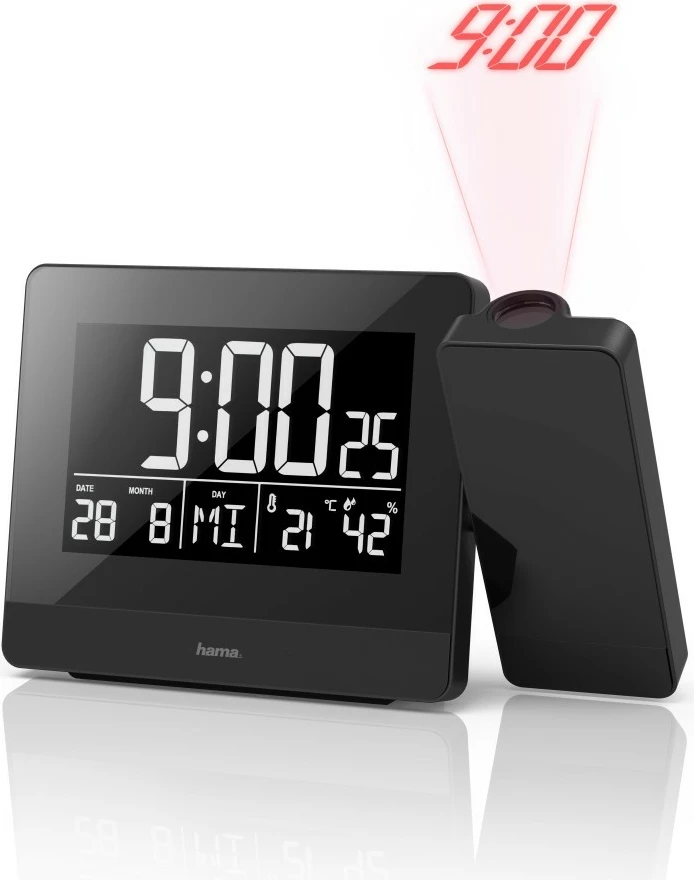 Orë alarmi digjitale Hama Plus Charge me projektor, e zezë