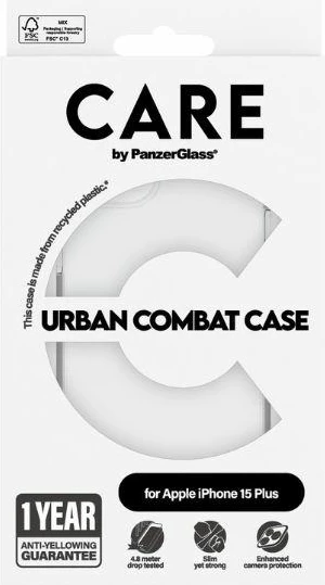Mbështjellës PanzerGlass Urban Combat Case për iPhone 15 Plus, Transparent