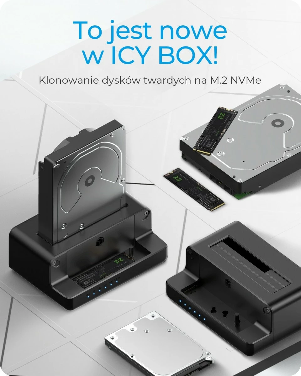 Docking station IcyBox IB-2914MSCL-C31 për SSD/HDD 2.5''/3.5'' dhe M.2 NVMe, e zezë