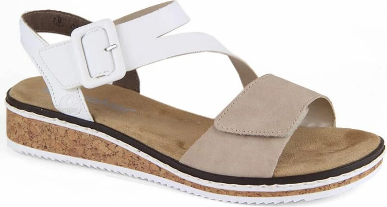 Sandale për femra Rieker, të bardha dhe krem