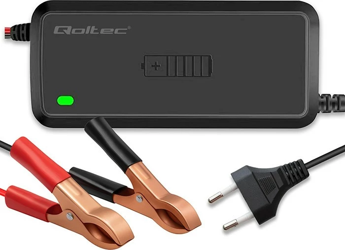 Karikues baterie mikroprocesorik, Qoltec, 52495, 12V 5A, 6 faza, për AGM/GEL/SLA, zi