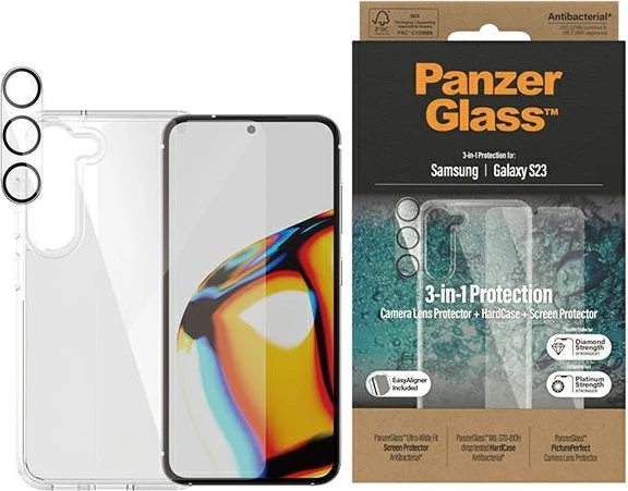 Mbështjellës PanzerGlass Bundle 3in1 për Samsung Galaxy S23, Transparent