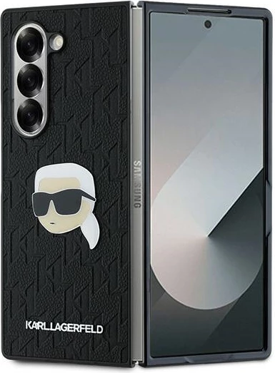 Mbështjellës Karl Lagerfeld Saffiano Monogram Head Pin për Samsung Galaxy Z Fold 6, i zi