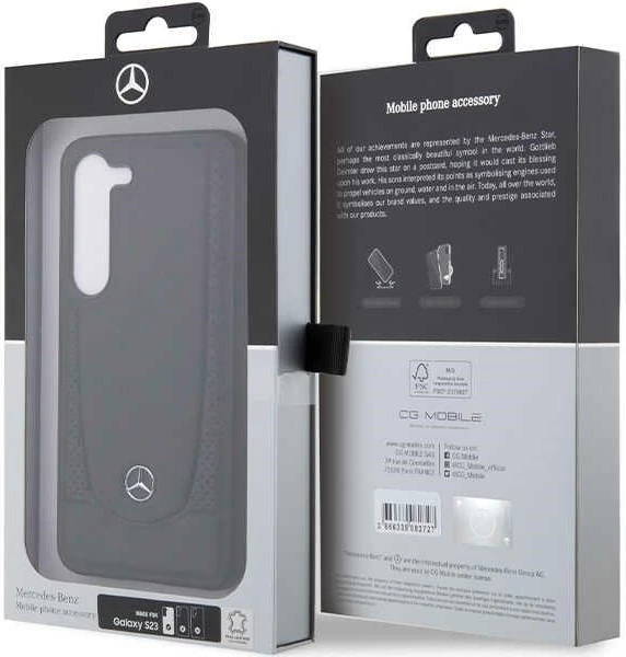 Mbështjellës Mercedes Urban Line për Samsung Galaxy S23 FE, lëkurë, i zi