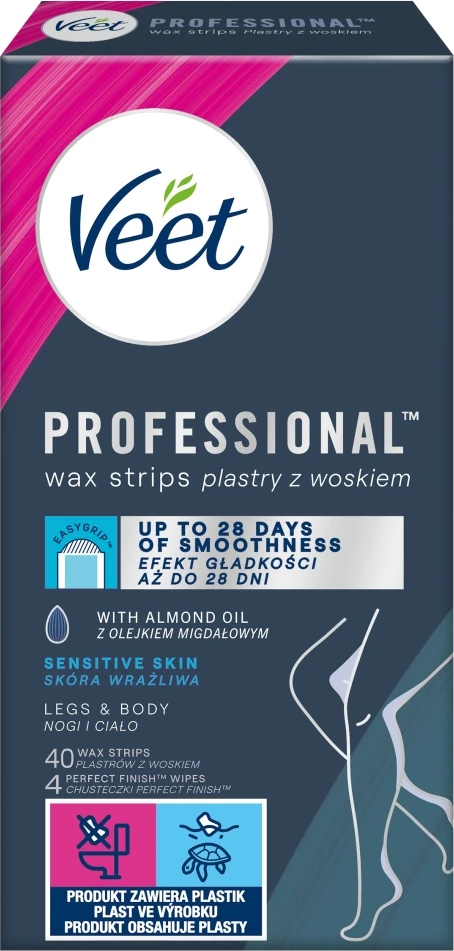 Stripa me dyllë për depilim Veet Professional për femra, 40 copë