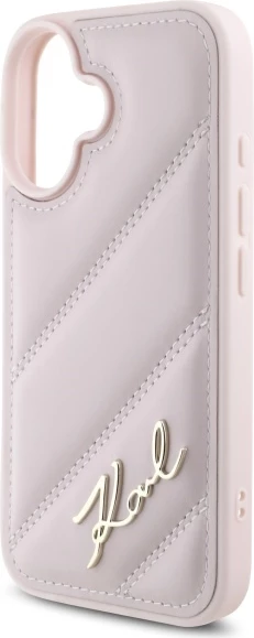 Mbështjellës Karl Lagerfeld Quilted Signature për iPhone 16, Rozë