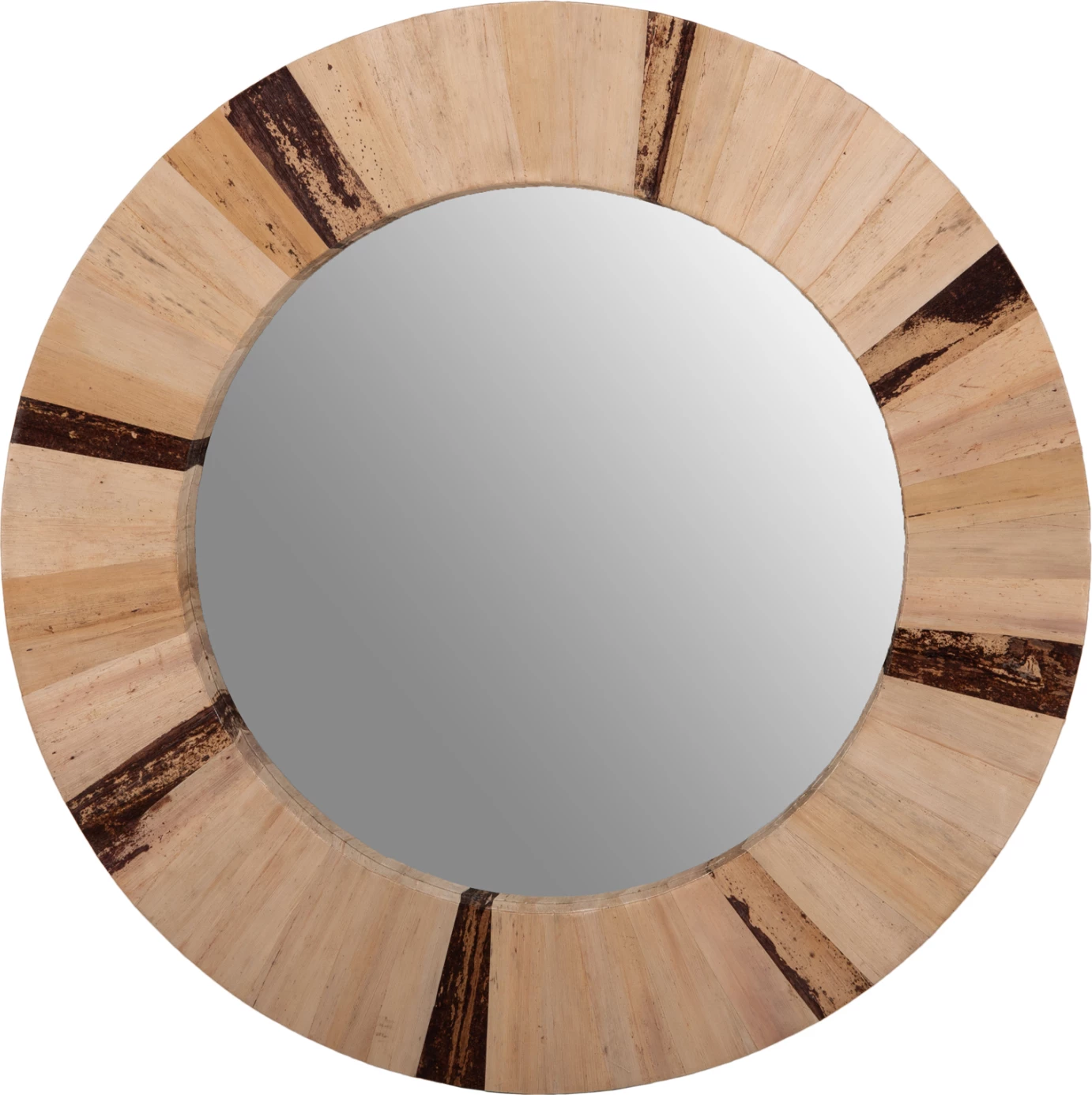 Pasqyrë muri e rrumbullakët, fibra gjethe palme të thara, ngjyrë natyrale, FH7837, Φ60x4 cm