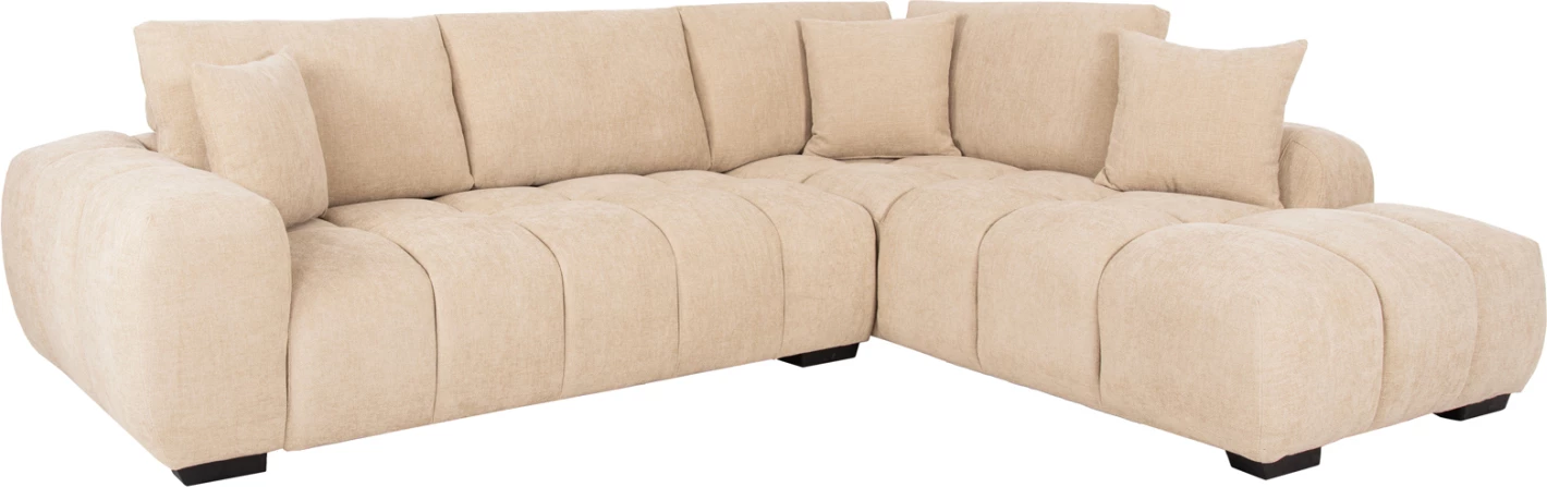 Këndore e djathtë COVEN FH3266.01R, pëlhurë ecru, 298x102-208x85H cm