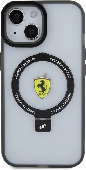 Mbështjellës Ferrari FEHMP15SUSCAH për iPhone 15 6.1", transparent, me ring stand dhe MagSafe