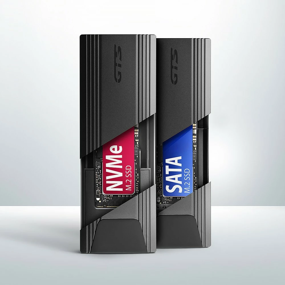 Kasë e jashtme AXAGON EEM2-GTS2 për SSD M.2 NVMe & SATA, USB-C 3.2 Gen 2, e zezë