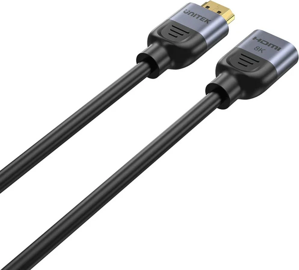 Zgjatës HDMI Unitek 2.1, 8K 1m, ngjyrë argjend e zezë