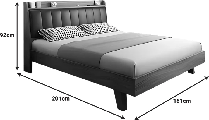 Krevat dopio, MDF-PU, ngjyrë arre-e zezë, 150x200cm