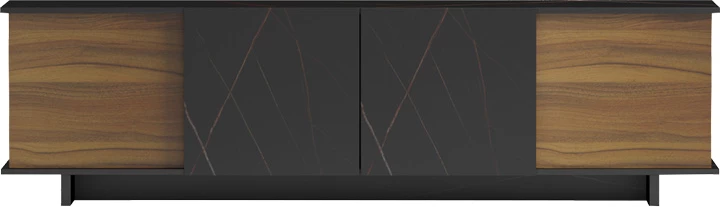 Bufe Zafore, ngjyrë arre, mermer i zi, 180x33x50cm