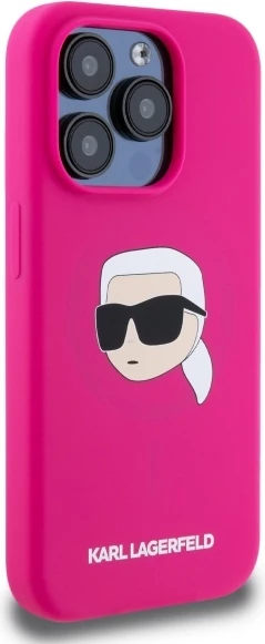 Mbështjellës Karl Lagerfeld KLHMP15LSKHPPPLF për iPhone 15 Pro 6.1", silikon, MagSafe, fuchsia