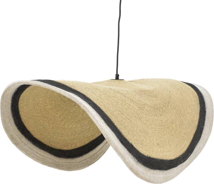 Dritë tavani Hatchie Inart, natyrale-e zezë-e bardhë, seagrass-hekur, D120x144cm