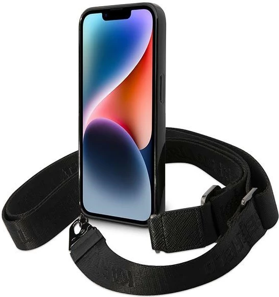 Mbështjellës Karl Lagerfeld KLHCP14LSTSTP për iPhone 14 Pro 6.1", Color Stripes, rozë/zi me rrip