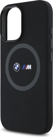Mbështjellës BMW M për iPhone 16, silikon, MagSafe, i zi