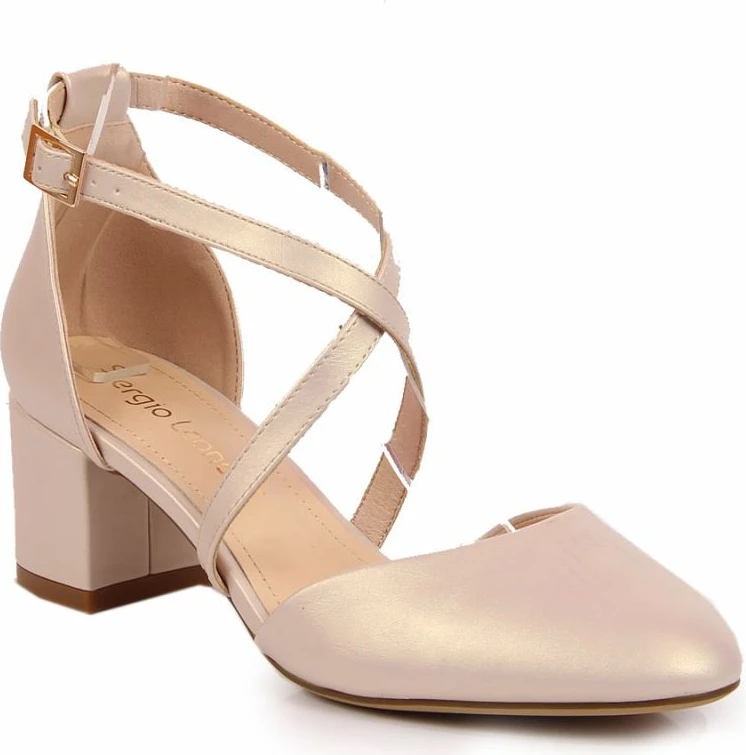 Sandale me rripa Sergio Leone për femra, ngjyrë krem