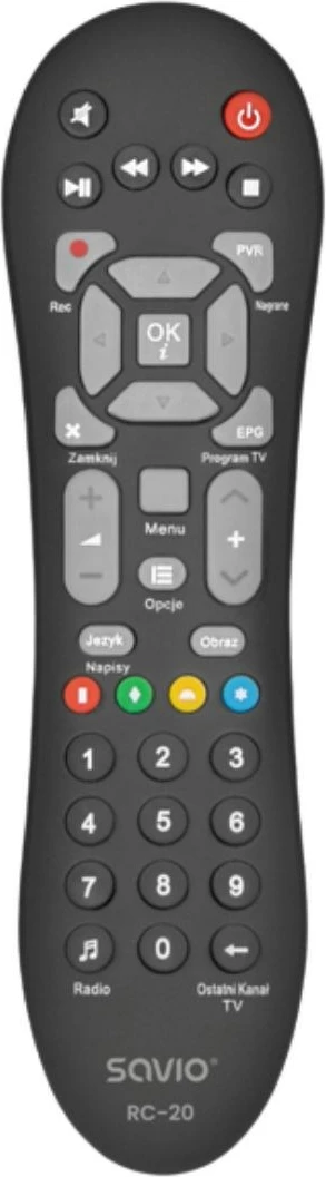 Telekomandë SAVIO RC-20 për TV/DTV, me butona, e zezë