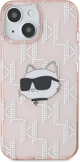 Mbështjellës Karl Lagerfeld IML Choupette Head & Monogram për iPhone 14/15/13, Rozë