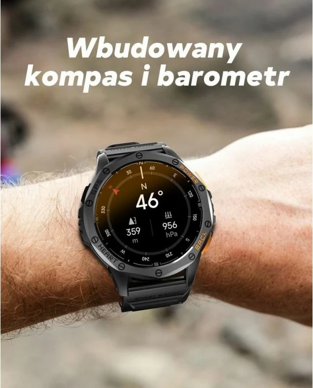 Smartwatch për meshkuj Gravity, rrip i zi dhe i kaltër