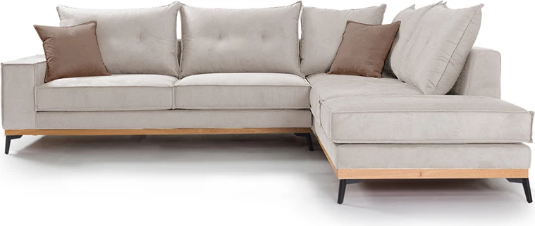 Divan qoshe luksoz II qoshe majtë pëlhurë krem-kafe 290x235x95cm