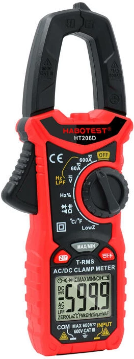 Mierës cengash Habotest HT206D, True RMS, NCV, LPF, i kuq