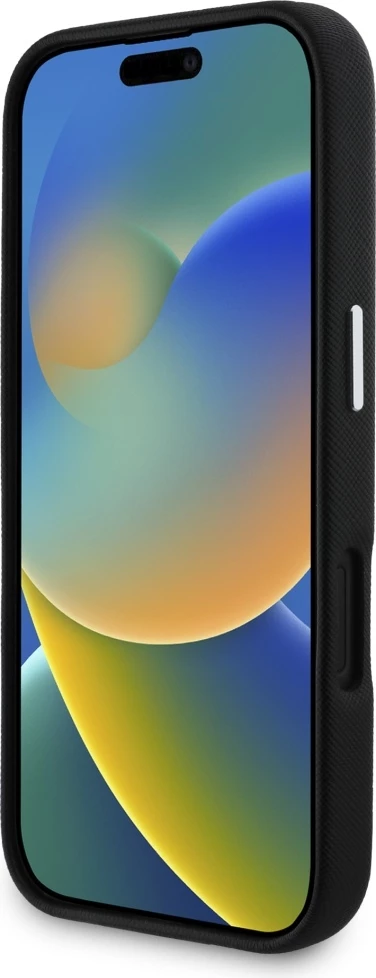 Mbështjellës Karl Lagerfeld Saffiano Full Wrapped Elongated Metal Logo MagSafe për iPhone 16, i zi