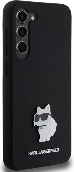 Mbështjellës Karl Lagerfeld Silicone Choupette Metal Pin për Samsung Galaxy S24+, i zi