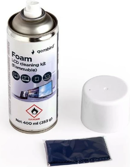 Shkumë pastruese për ekrane LCD Gembird CK-LCD-08, 400 ml, me leckë mikrofibre