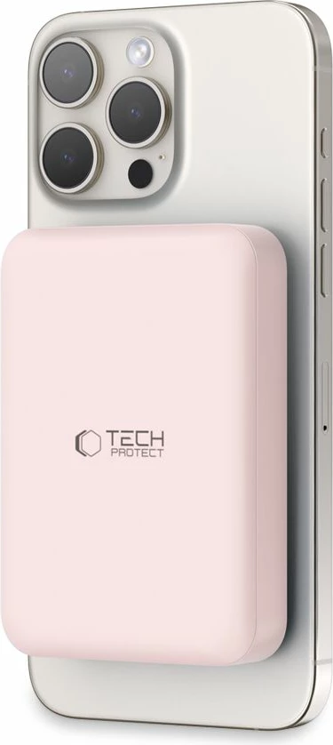 Powerbank Tech-Protect LifeMag PB11, 10000mAh, MagSafe, USB-C, Rozë me kabllo USB-C