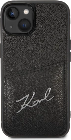 Mbështjellës Karl Lagerfeld Signature Logo Cardslot për iPhone 14 Plus, i zi