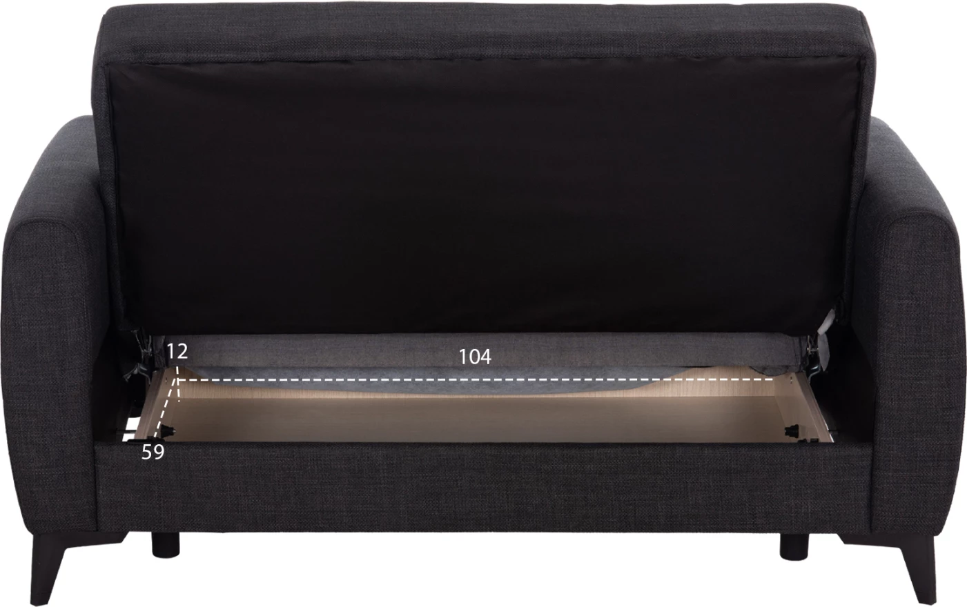 Divan-krevat dy vendësh me hapësirë për depo, ngjyrë gri, NIKKO FH3293.01, 144x75x84cm