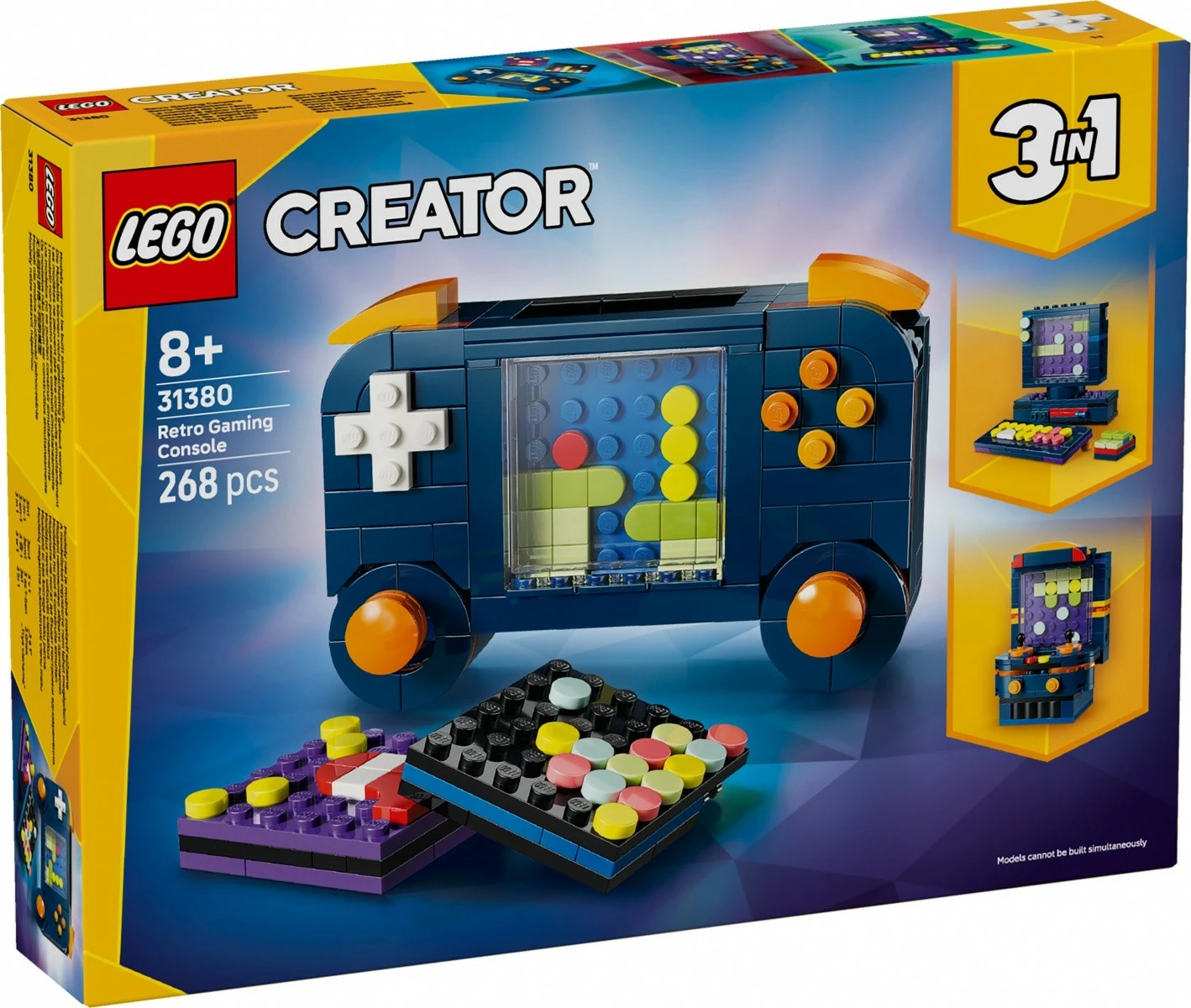 Set kocka ndërtuese LEGO Creator 31380 konzolë lojërash retro 3‑në‑1, 268 pjesë, 8+